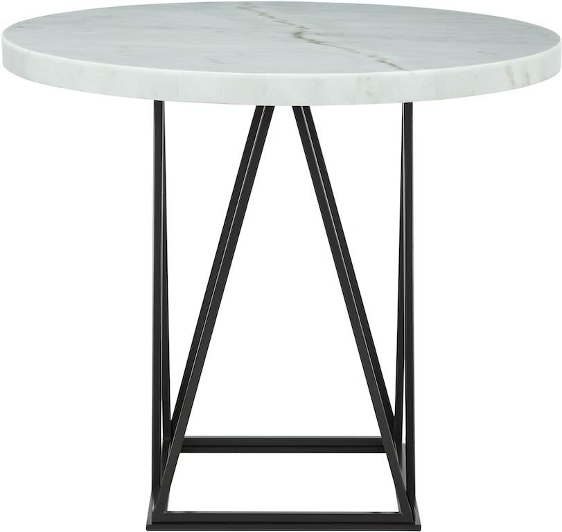 4 Chairs in Gray Fabric with round marble counter height table